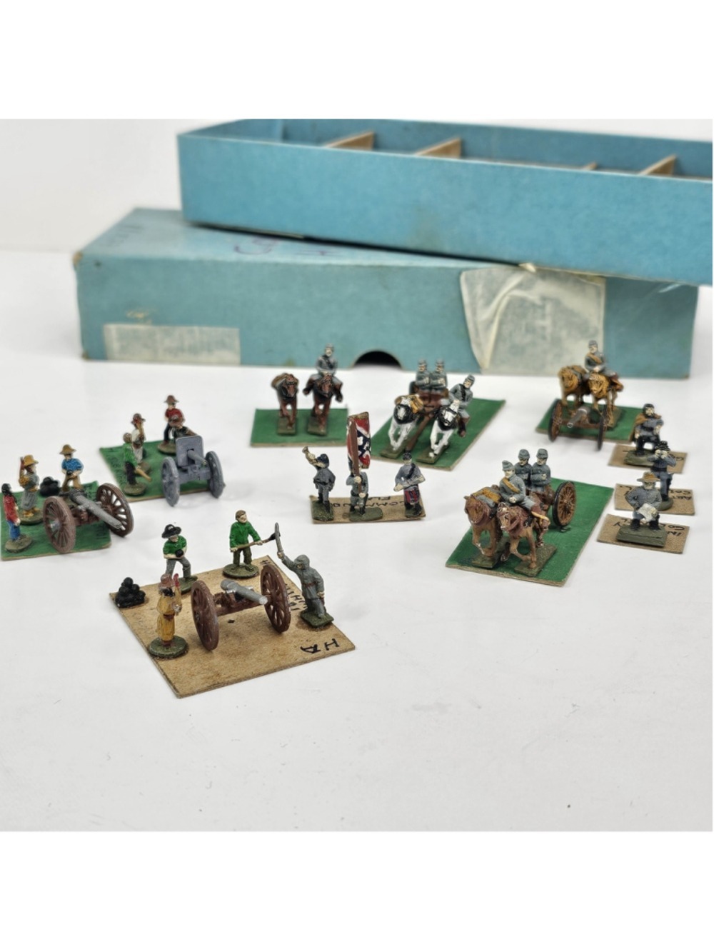 Vintage Painted Lead Militia Civil War Miniature Figurines Cannons Horses Box...
